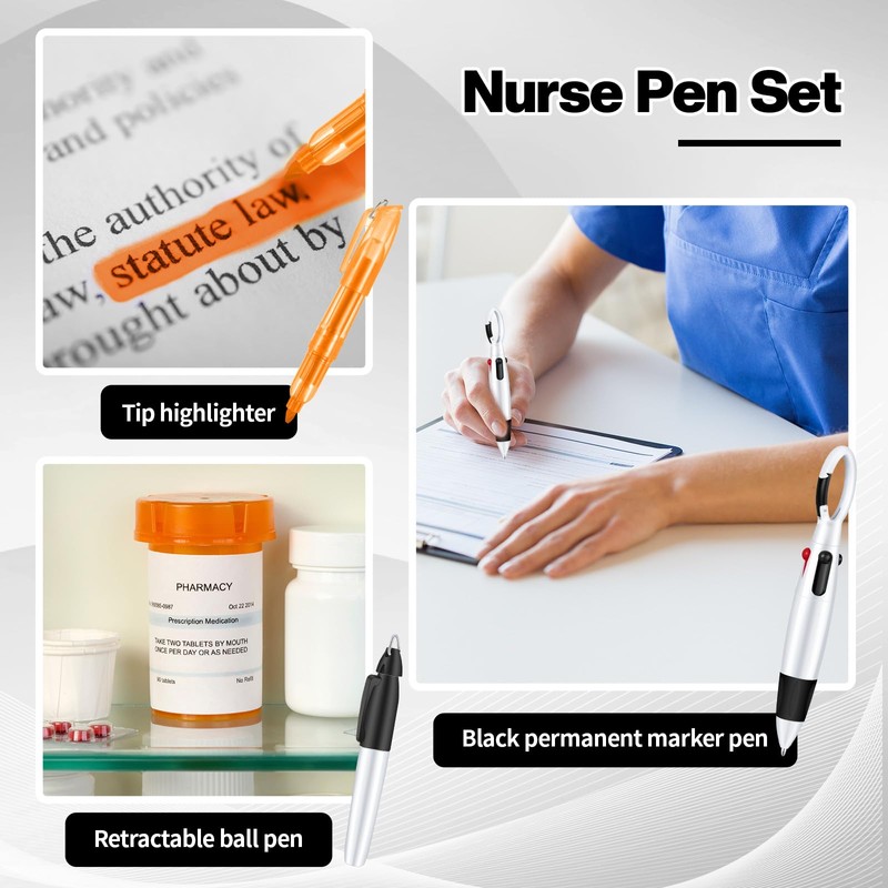 Colarr Nurse Pen Set, Include Tip Highlighter Permanent Marker Pen