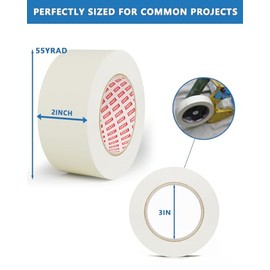 SWRT Masking Tape 2 Inch x 55 Yards, Masking Tape Bulk 10 Rolls (550 Yards Total), White Masking Tape for Painting, General Purpose with Strong Adhesion & Clean Removal