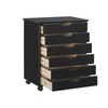 Linon Cary Black Six Drawer Wide Roll Cart