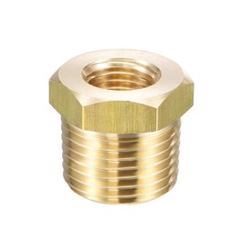 sourcing map Brass Pipe Fitting Reducer Adapter 1/2" NPT Male x 1/4" NPT Female for Water Oil Air Pressure Gauge Temp Sensor