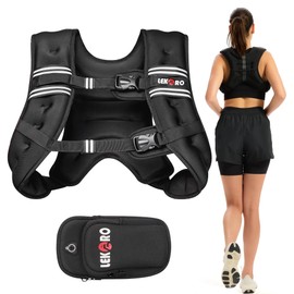 Weighted Vest, 6lbs/8lbs/12lbs/16lbs/20lbs/25lbs/30lbs Weights Vest for Women Men with Reflective Stripe for Workout, Strength Training, Running, Walking (16LB)