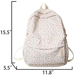 kakarin choyx Kawaii Women Backpack Aesthetics Cute Backpack Preppy Backpack 15.5 Inch Floral Backpack College Backpack Pink