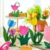 EASY JOY 18PCS Pink Tulip Flower Felt Table Centrepieces Butterfly