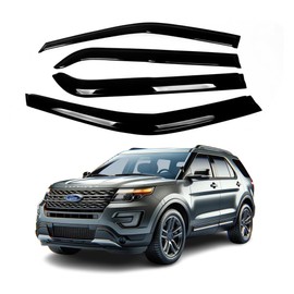 Fits Ford Explorer 2011 2012 2013 2014 2015 2016 2017 2018 2019 Acrylic Safe Smoke Window Visor Set - Sun, Rain, and Vent Protection, 4-Piece Window Deflector Guard Kit