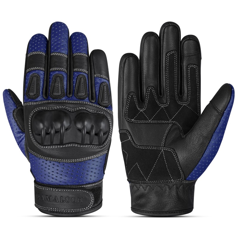 The AMA LOOK Leather Motorbike Gloves, Knuckle Protective Touchscreen Motorcycle