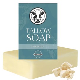 Beef Tallow Soap Bar - Organic Beef Tallow Soap for Deep Cleansing - Body & Face Soap Bar - Moisturizing Handmade So-ap for Dry Skin - Fresh Scent, Rich Foam - Natural Grass Fed Ta-llow S-oap