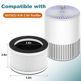 Harebery A16-2 Replacement Filter Compatible with AUTUCU A16-2 Air Purifier, H13 True HEPA Filtration, 2 Pack