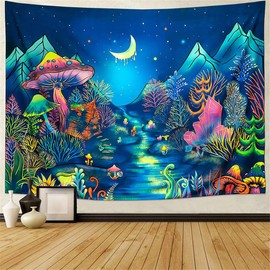 G-LIKE Tapestry Wall Towel UV Reactive Wall Hanging - 3D Digital Printed Colourful Decorative Fabric Decoration for Living Room Bedroom Party Holiday