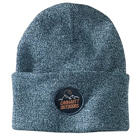Carhartt Men's Knit Outdoor Patch Beanie, Night Blue/Alpine Blue Marl, OFA