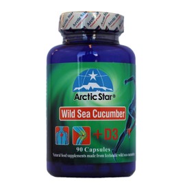 Arctic Star - Sea Cucumber with Vitamin D3 Capsules, Pure Icelandic Wild Caught Sea Cucumber Extract & D3 Supplement Pills - Cucumaria Frondosa 北极星海参+D3胶囊 (90 Capsules, 400mg) 1Bottle
