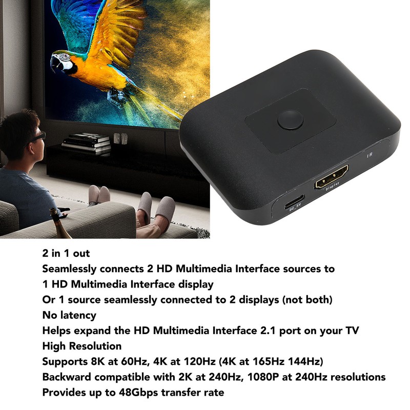 HD Multimedia Interface 2.1 Switch Splitter 2 in 1 Out