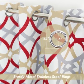 DriftAway Alexander 80% Blackout Curtains for Living Room 250GSM Pattern Match Thermal Insulated Room Darkening Geo Moroccan Mid Century Grommet Bedroom Drapes 2 Panels 52 Inch by 102 Inch Red Gray