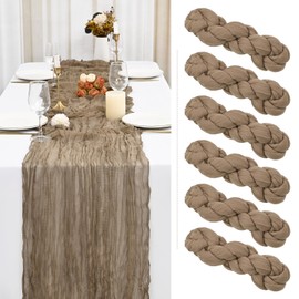 6 Pack Light Brown Cheesecloth Table Runner Gauze Table Runner 10FT Long Semi-Sheer Table Runner Boho or Rustic Wedding Table Decor for Wedding Decor Arch Draping Bridal Shower Holiday Party