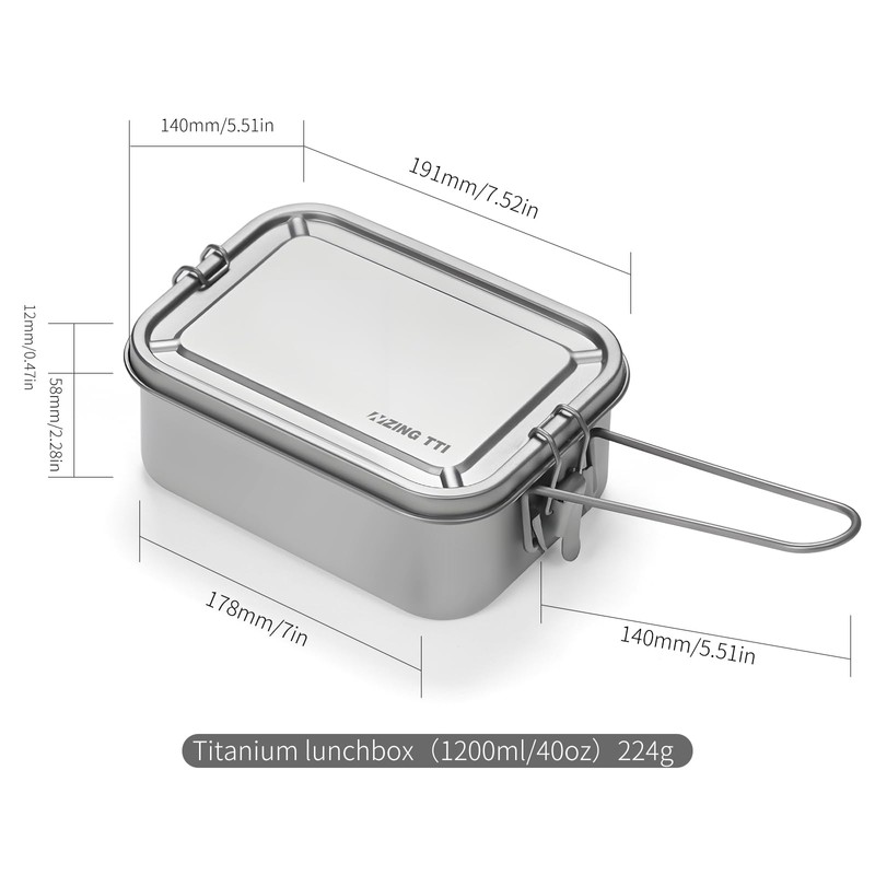 ZING TTI titanium lunch box 40oz, with handle, sealed lunchbox,