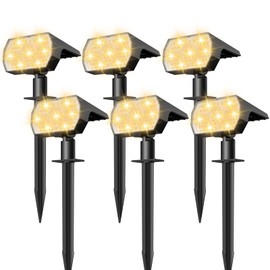 NYMPHY Solar Lights Outdoor Waterproof IP68, 56 LED 3 Lighting Modes Solar Powered Garden Yard Spot Solar Lights for Outside Landscape- 6 Pack (Warm White)