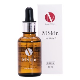 MSkin The White C Vitamin C Derivative Whitening Serum, 1.0 fl oz (30 ml), Reduces Melanin Production After Sunburn and Prevents Stains, Freckles, and Hot Flashes, Vitamin C Derivative, Whitening Serum, Arbutin, GK2 W Whitening After Sunburn Protection