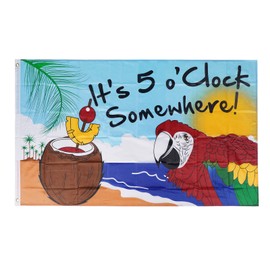 3x5 Feet Flag It's 5 O'Clock Somewhere Party Parrot Happy Hour Margarita