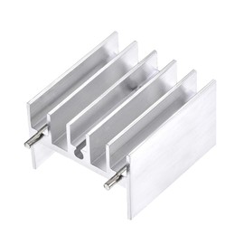 sourcing map TO-220 Aluminium Heatsink for Cooling MOSFET Transistor Diodes with 2 Support Pins Silver 25 mm x 23 mm x 16 mm Pack of 10