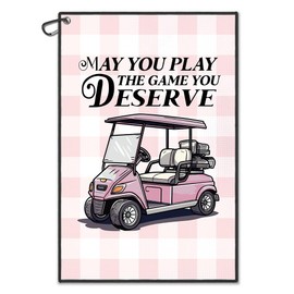 WUUCKOO May You Play The Game You Deserve Pink Golf Towel, Funny Golf Bag Towels for Women with Clip, Golf Accessories for Women, Ladies Golf, Golf Gifts for Women Golfer Golf Lover, Woman Golf Towel
