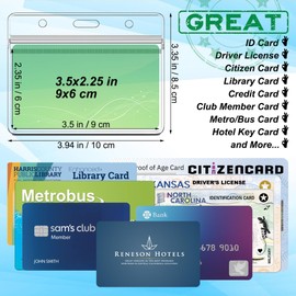 10 Sets Clear Horizontal Badge Holders with Metal Clips, Waterproof PVC ID Card Protectors for Name Tags, Employee Badges, Conferences, School, Office, Exhibitions