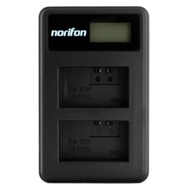 Norifon NP-FW50 Dual Channel LCD USB Charger for Sony Alpha 6000, 5000, 5100, ILCE-6000, ILCE-7, NEX-5T, NEX-6, NEX-5R, NEX-7, NEX-5, NEX-3N, NEX-3, NEX-C3, SLT-A37 Camera and More, NP-FW50-DL