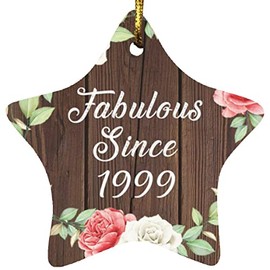 Designsify Christmas Tree Decoration, 25th Birthday Fabulous Since 1999, Star Ornament A, Gifts for Anniversary Valentines Mom Mothers Fathers Day Party, to Men Women Him Her Friend Mom Dad Wife