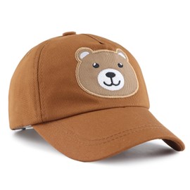 PESAAT Bear Baby Baseball Hats for Boys Girls Cotton Infant Toddler Sun Hat Kids Adjustable Cap Spring Summer (6-24 Months, Bear Brown)