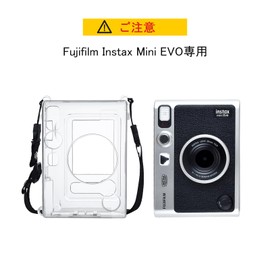 Rieibi instax mini evo 360° Full Protection Accessories, Practical Set, [Clear Case + Lens Cap] Designed by Mini evo Models, Shoulder Strap Included, Aluminum Alloy, Backside Flocking, Dustproof,