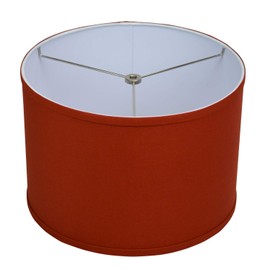 FenchelShades.com 13" Top Diameter x 13" Bottom Diameter 9" Height Fabric Drum Lampshade (Spider) Attachment for Lamps with a Harp (Linen Paprika)