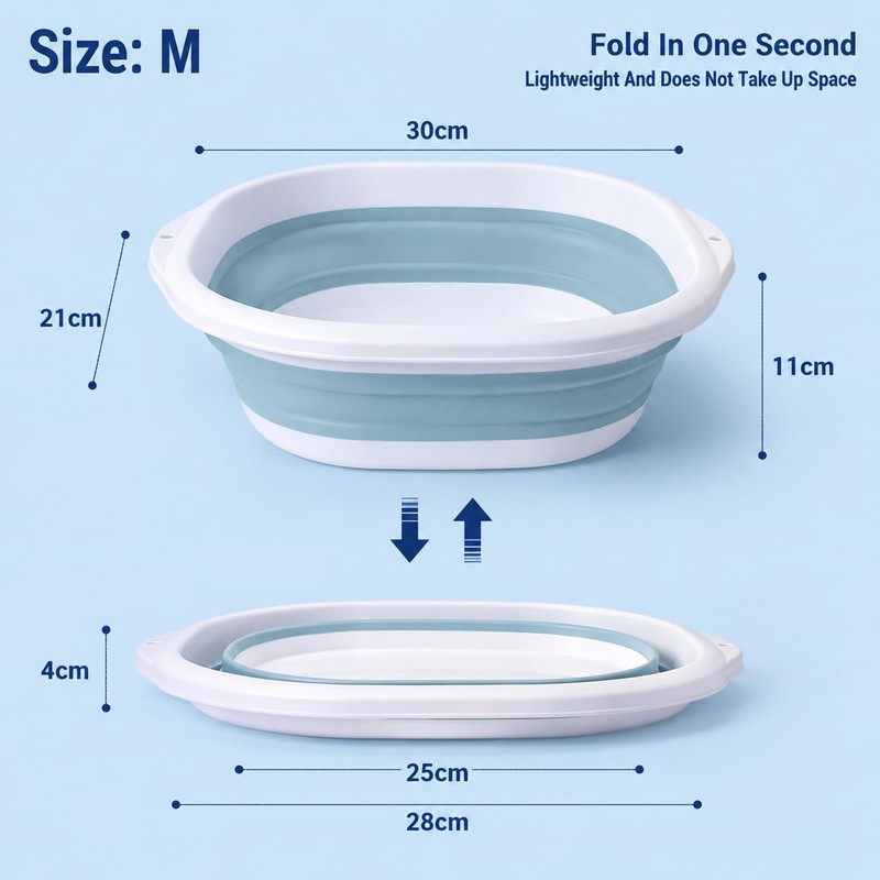 Admygo Thickened Collapsible Washing Up Bowl, Space Saving Camping Sink