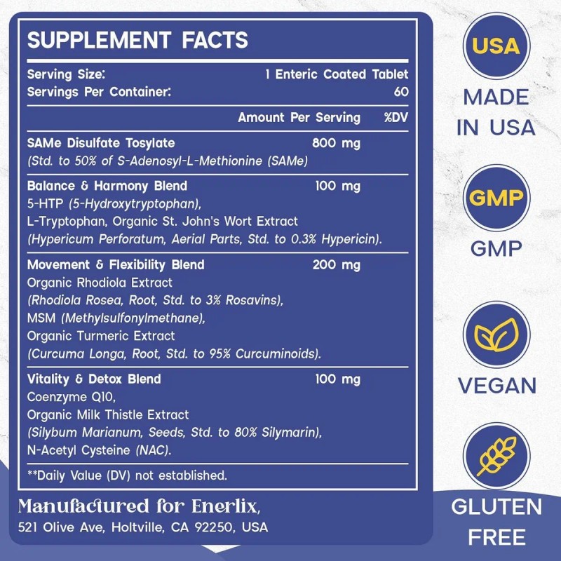 Enerlix Suplemento Antioxidante Tabletas Sam 800mg Unidades