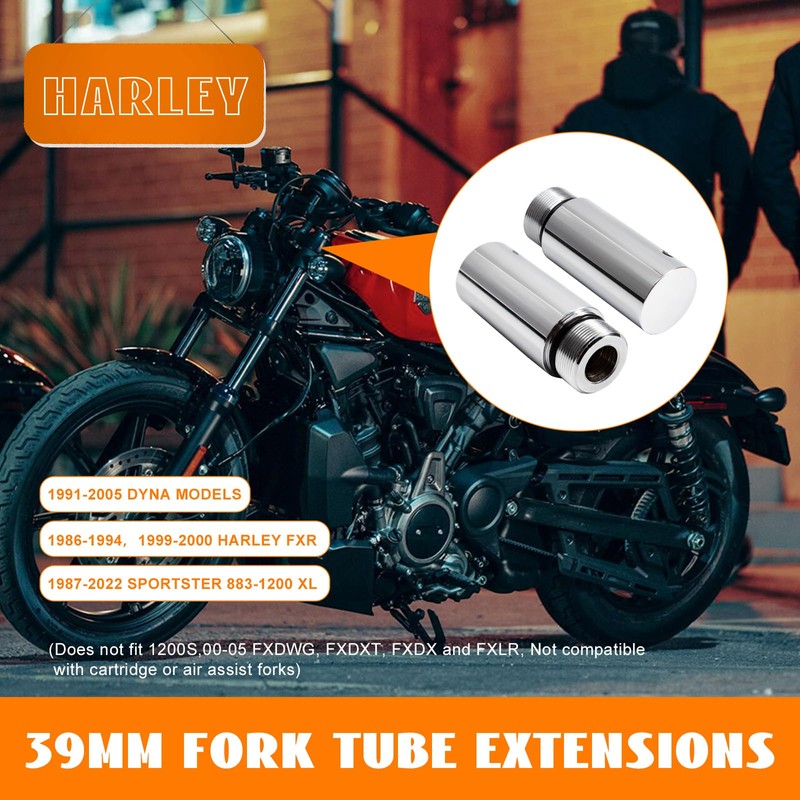 Eumti 39mm Fork Tube 3" Extension Kit Chrome Compatible With