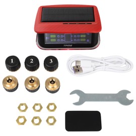 SCITOO RV tire Pressure Sensor Wireless tire Pressure Monitor for RV Tire Pressure Monitoring System 0-198psi 433MHZ Red RV TPMS with 6 sensors, LCD Display, Auto Sleep Mode