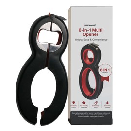 Performore 6 in One Opener - Multi Opener Kitchen Tool - Compact Jar Opener - Bottle and Jar Openers for Seniors - Grip to Open Jars and Bottles