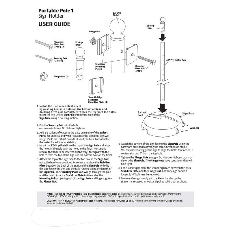 Tip and Roll Portable Sign Pole