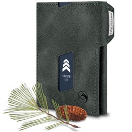 Wolfstrøm Slim Wallet with Coin Compartment 'Ludvig' I 7+1 Cards Mini Wallet Men's Small, RFID Blocker I Women's Men's Wallet Small I Credit Card Holder Wallet Men Small, (07) Jade Green, Retro