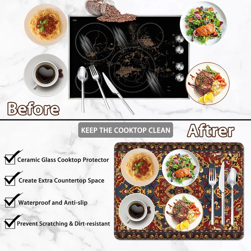 Stove Top Covers for Electric Stove, Boho Non-Slip Rubber Stove