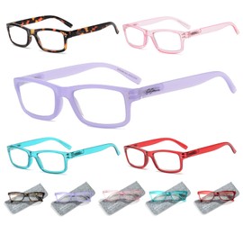 GiGimuna Reading Glasses,Blue Light Readers Glasses For Women Men 1.0,Anti Bluelight Eyestrain UV Glare Reading/Gaming/TV/Phones Glasses,Magnifying Glass With Spring Hinge 5 Pack(D)