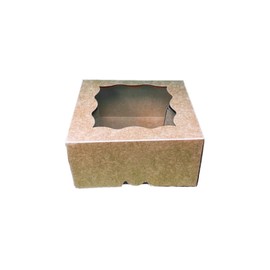 Lime38 Pack of 10-5x5x2.5 Natural Brown Pop Up Bakery Boxes with Window Durable Packaging for Displaying Cakes, Pies, Cookies, and More