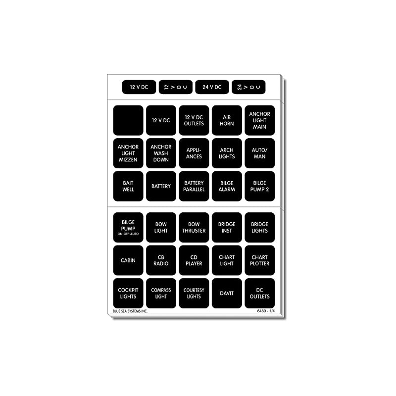 Blue Sea Systems Panel Labels Large Format Weatherdeck Label Kit
