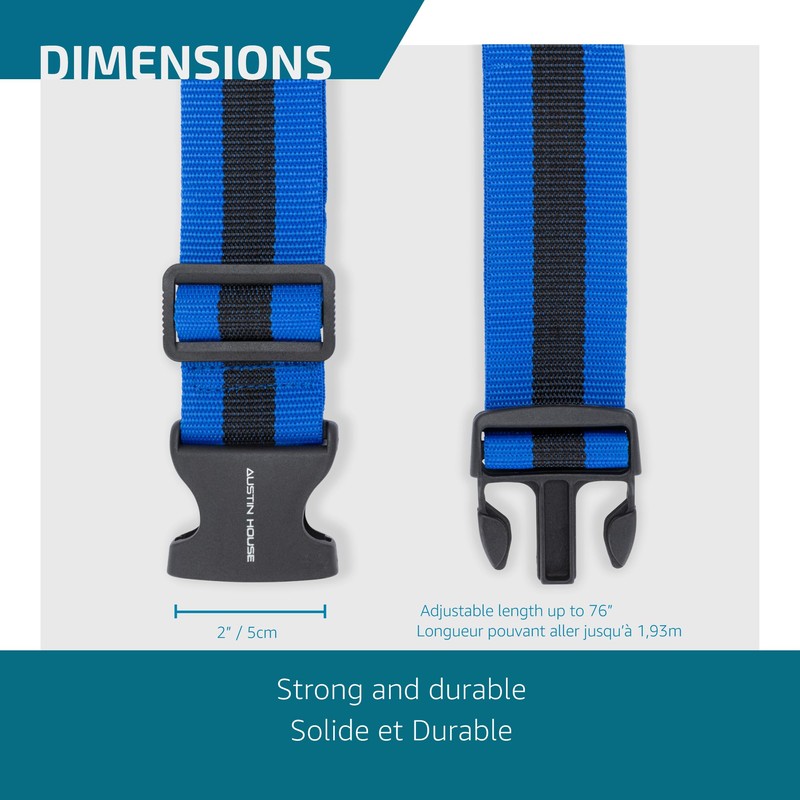 Austin House Travel Essentials Luggage Strap — Heavy-Duty Webbing, Adjustable
