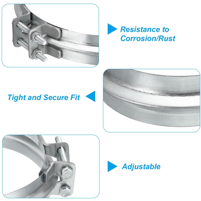 PATIKIL Duct Clamp, 8" (200mm) V-Shape Zinc Plated Iron Pipe