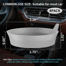 ME.FAN Car Coasters [4 Pack] Silicone Car Cup Coasters/Cup Mats - Universal Non-Slip Recessed Car Interior Accessories - Car Cup Holder Insert Coasters Light Grey