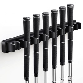 Blueweenly Wooden Golf Club Holder Wall Mount 8 Clips Golf Club Rack Hanger Organizer for Wall Display Garage Putters with Screws, Grip up Type