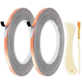 Copper Foil Tape for Stained Glass, 1/4inches 2pack x 108ft Black Backed Conductive Adhesive with Plastic Scraper for Soldering, Electrical Repairs(36 Yards Each) (1/4) (7/32inches)