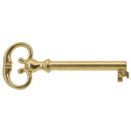 Vintage Universal Skeleton Furniture Cabinet Key Lock Polished Brass Plated 2-7/8" Long
