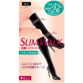 [M-L-2 Packs] Pip Slim Walk Beautiful Leg Socks, Natural Feel, SM Size Socks, for Others, Compression Black x 2 (4902522676595-2)