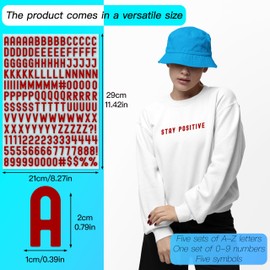 5 Sheets 895 Pieces Iron on Letters for Clothing 0.8inch Red Small Stickers with A-Z Heat Transfer Letters 0-9 Iron on Numbers for Fabric T-Shirt Printing (Red, Retro)