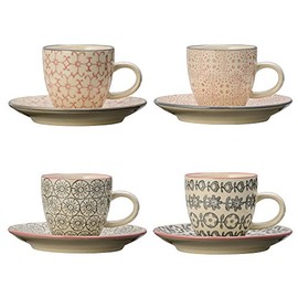 Bloomingville Cozy Set of 4 Ceramic Mugs, 4 Pieces (1 Pack), 4, Pink