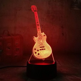 Jinnwell 3D Guitar Night Light Lamp Illusion Night Light 7 Color Changing Touch Switch Table Desk Decoration Lamps Gift with Acrylic Flat ABS Base USB Cable Toy (Bus)